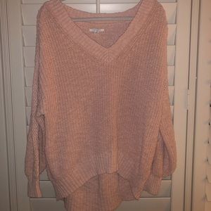 Light Pink American Eagle Oversized V Neck Sweater
